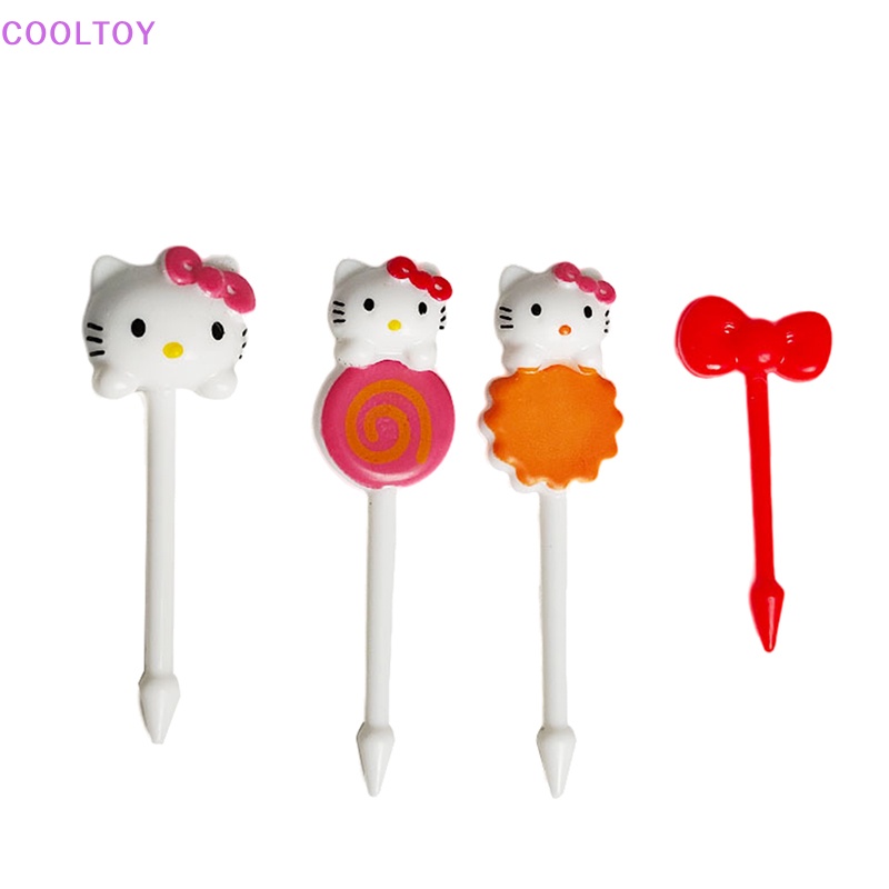 Bộ 8 Nĩa Ăn Trái Cây / Tráng Miệng Mini Họa Tiết Hoạt Hình Dễ Thương Có Thể Tái Sử Dụng Cho Bé