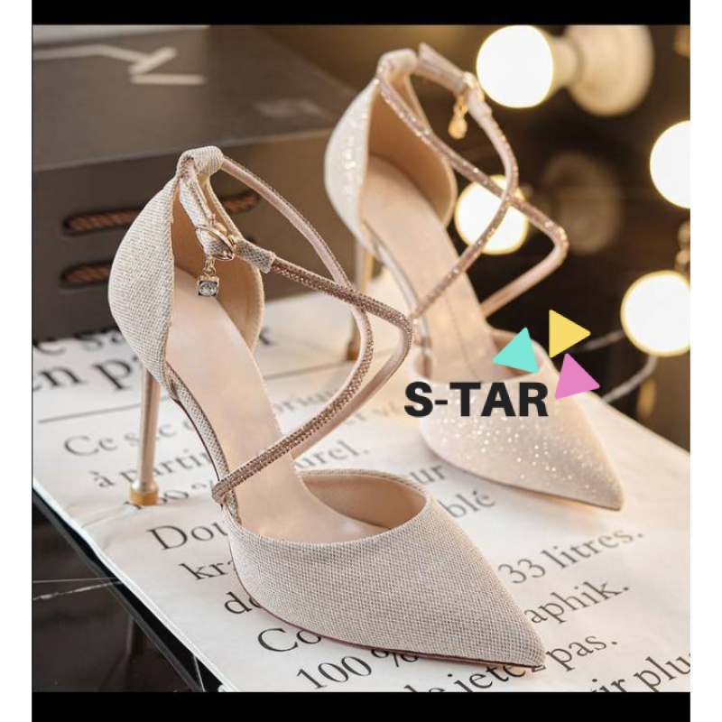 Giày Cao Gót Mùa Hè 2023 Quai Chéo Phong Cách Pháp Cho Nữ