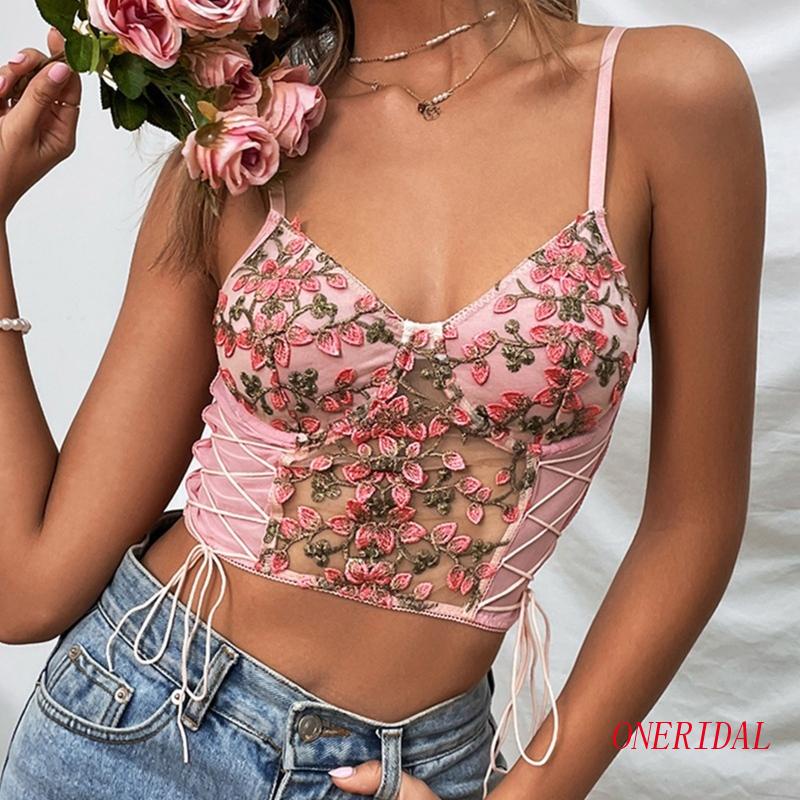 Áo Hai Dây Thêu Hoa Gợi Cảm Cho Nữ