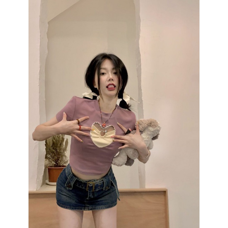 Áo baby tee Thun croptop 100% Cotton Tay Ngắn Thời Trang Mùa Hè Cho Nữ