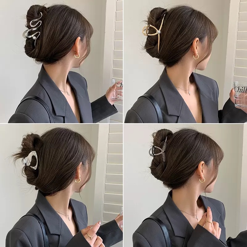 Kẹp Tóc Hình Cá Mập Đính Đá Nhân Tạo Phong Cách Hàn Quốc Đơn Giản Dành Cho Nữ