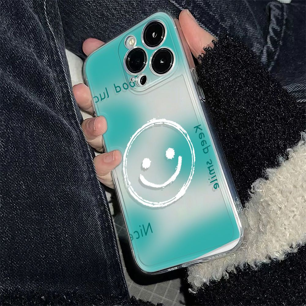 ✅Ốp Điện Thoại Mềm Chống Sốc Họa Tiết Mặt Cười Đơn Giản Cho iPhone 1114pro 12 13 6In max78 plus 9F95