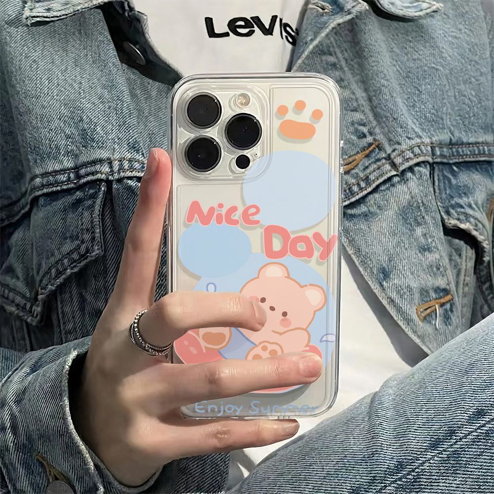 ✅Ốp Điện Thoại Dẻo Họa Tiết Chú Gấu Dễ Thương Chống Sốc Cho iPhone12 Z7CP 7814pro 6Inmax1113Plus