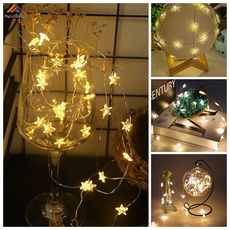 Dây Đèn LED Hình Ngôi Sao Năm Cánh Chống Thấm Nước Trang Trí Đa Năng