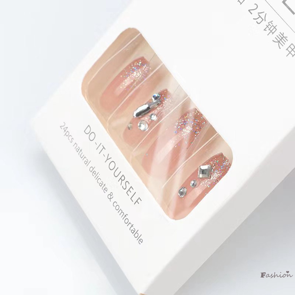 Móng Tay Giả Màu Hồng Lấp Lánh Có Thể Tái Sử Dụng