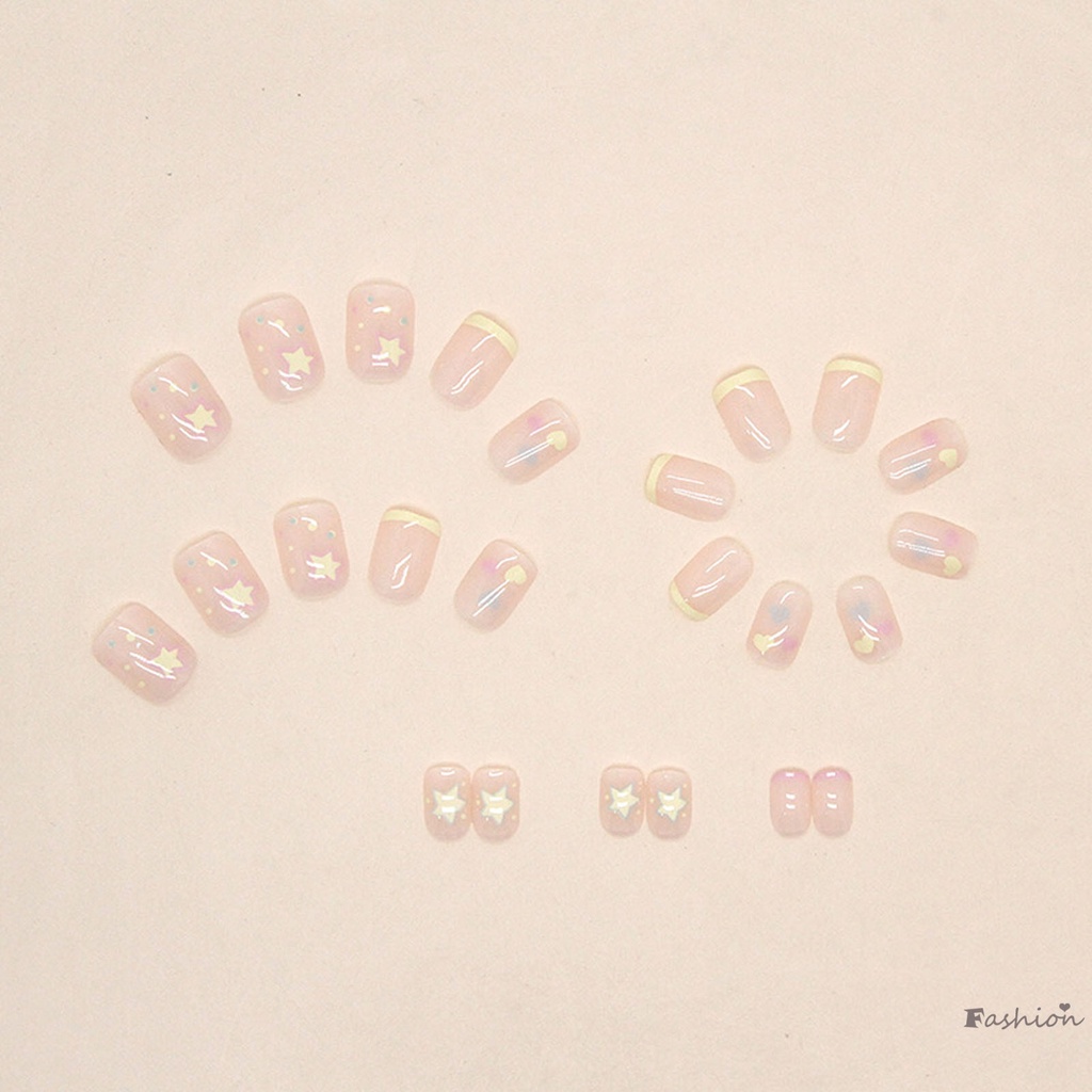 Móng Tay Giả Dạng Nhấn Màu Hồng Trong Suốt Dễ Sử Dụng