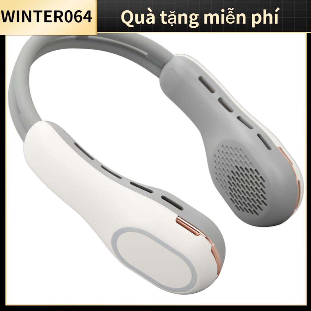 Winter064 Treo Cổ Quạt Không Cánh Kích Thước Có Thể Điều Chỉnh Màn Hình Hiển Thị Công Suất Di Động Đèn 7 Màu Trắng DC5V 2A