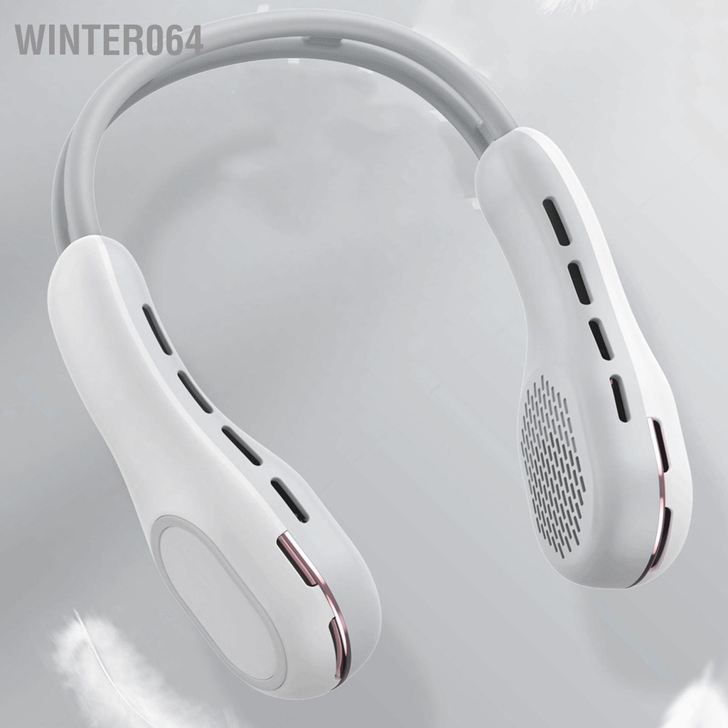 Winter064 Treo Cổ Quạt Không Cánh Kích Thước Có Thể Điều Chỉnh Màn Hình Hiển Thị Công Suất Di Động Đèn 7 Màu Trắng DC5V 2A