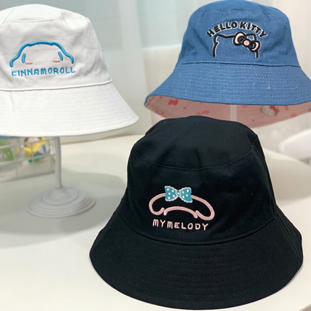 Sanrio Nón Vành Chống Nắng Hai Mặt Họa Tiết Hello Kitty Xinh Xắn Dành Cho Người Lớn