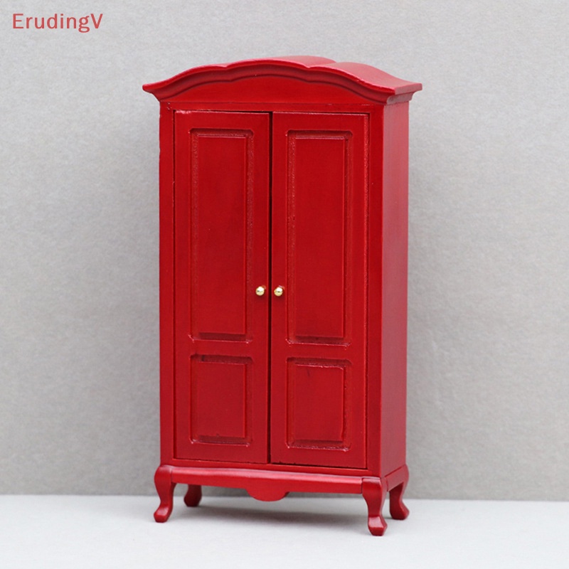 Tủ Quần Áo Màu Đỏ Phong Cách Retro Cho Nhà Búp Bê 1: 12