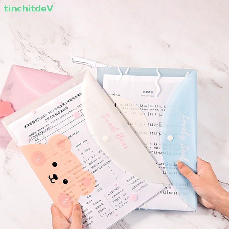 Túi Đựng Tài Liệu Khổ A4 Bằng PVC Trong Suốt Chống Thấm Nước Họa Tiết Hoạt Hình Dễ Thương