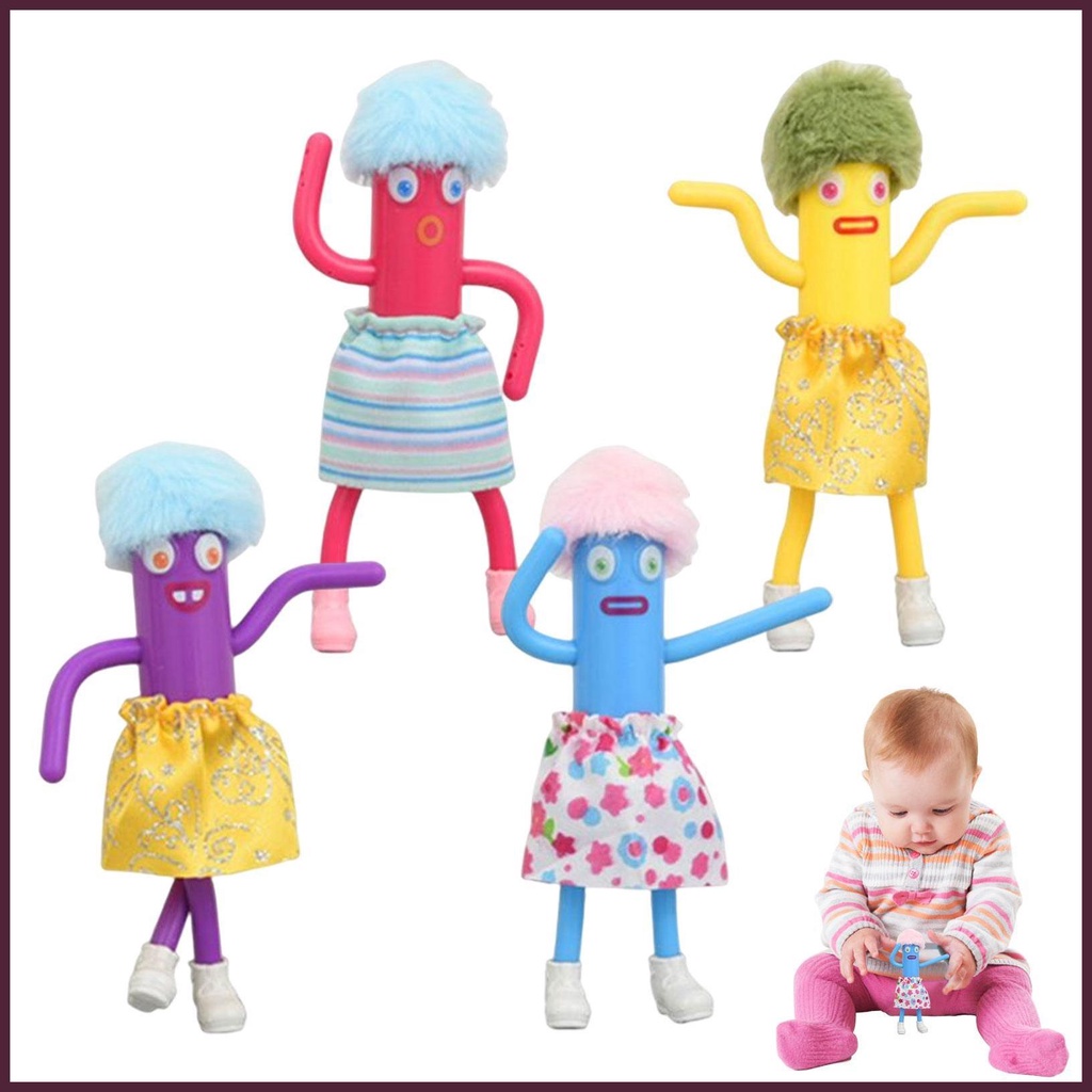 Bộ 4 Mô Hình Nhân Vật Hoạt Hình Nhảy Múa Xúc Xích Bằng PVC Mềm Mại