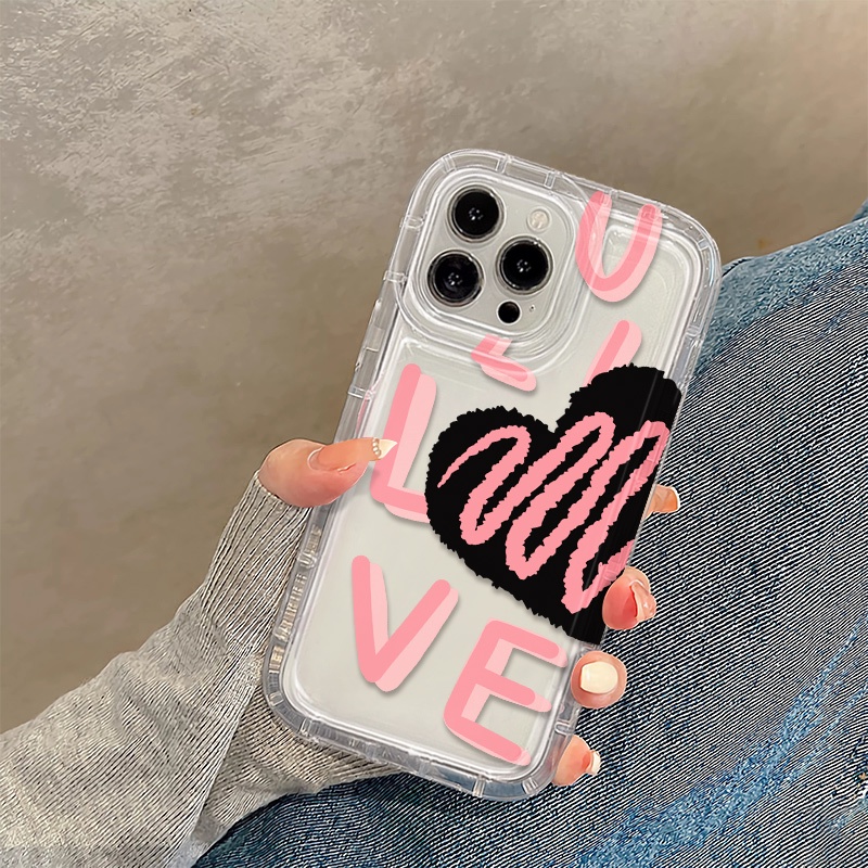 Ốp Điện Thoại Silicon TPU Mềm Trong Suốt Chống Sốc In Họa Tiết Trái Tim Cho IPhone 14 13 11 12 Pro XS Max X XR 7 + 8 Plus