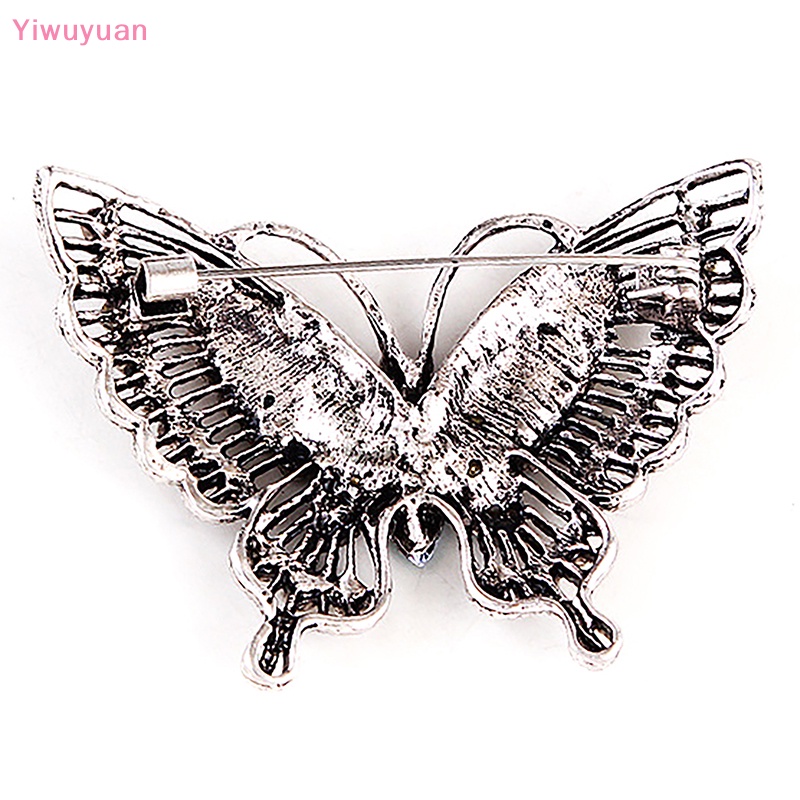 < Yiwuyuan > Ghim Cài Áo Khoác Hình Bướm Rỗng Đính Đá Pha Lê Vintage Cho Nữ Dự Tiệc Mới