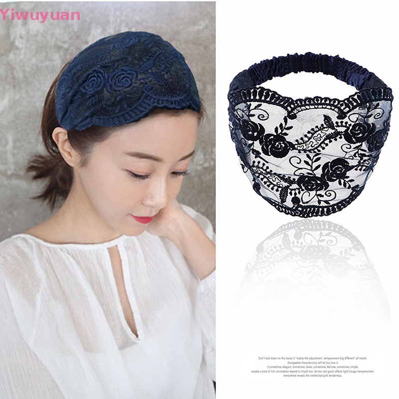 < Yiwuyuan > Băng Đô Cài Tóc Che Mặt Phối Ren Trắng Thêu Họa Tiết Đơn Giản Thoáng Khí Thời Trang Mới