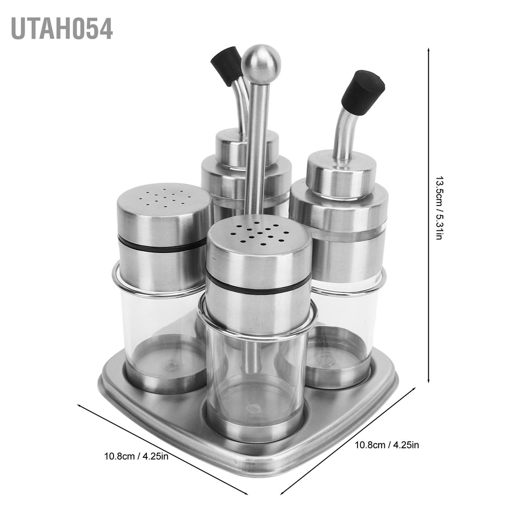 Utah054 Bộ 4 Hộp Đựng Gia Vị Inox 304 Hũ Cho Nhà Bếp