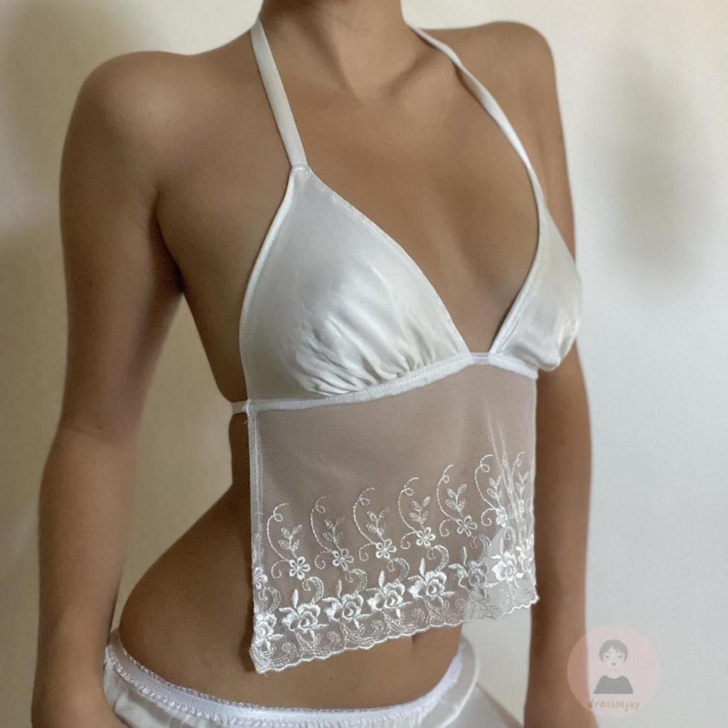 Áo Ren Hoa Hai Dây Thời Trang Dành Cho Nữ