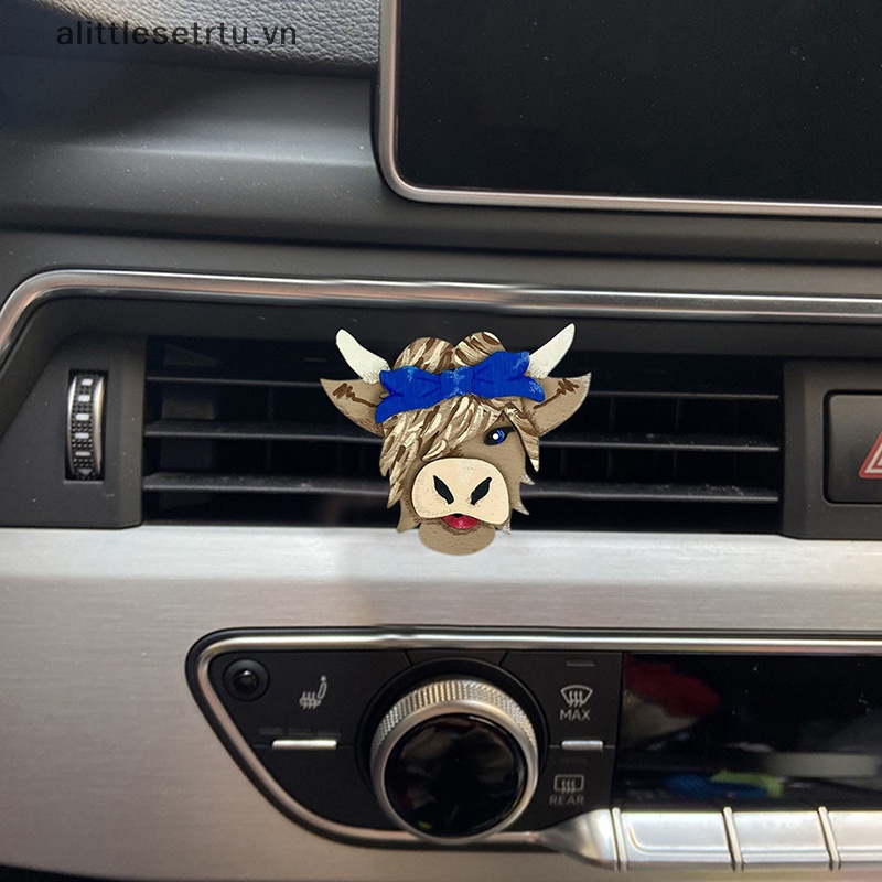 1 Kẹp Khuếch Tán Không Khí Trên Xe Hơi Hình Bò Sữa Highland Dễ Thương