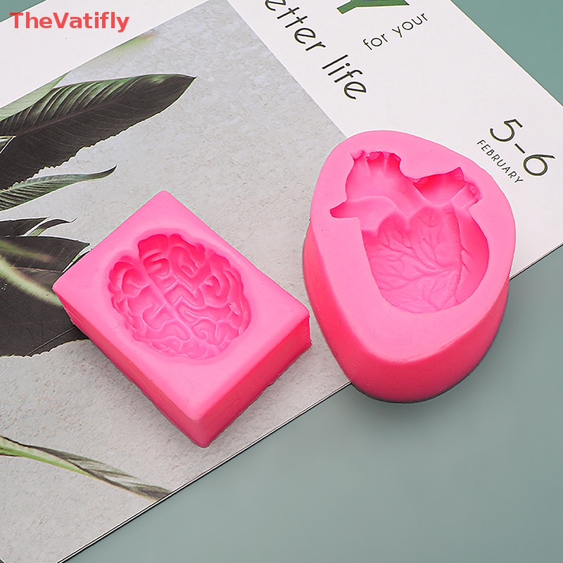 1 Khuôn Làm Bánh Bằng Silicone Hình Trái Tim Bộ Não DIY