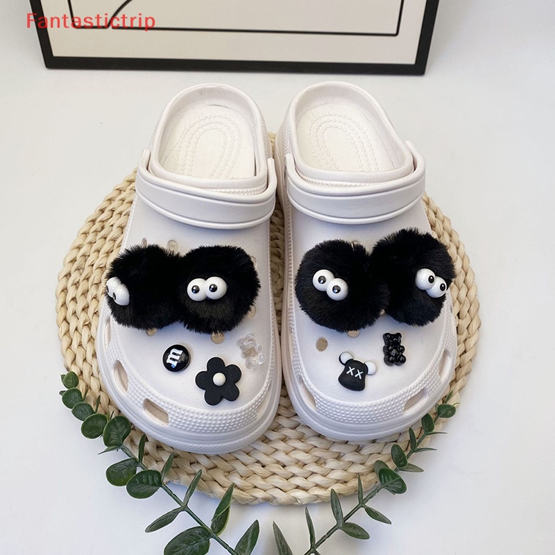 [Fantastictrip] Phụ Kiện Nút Gắn Bóng Lông Dễ Thương Có Thể Tháo Rời Cho Giày Diy Mới