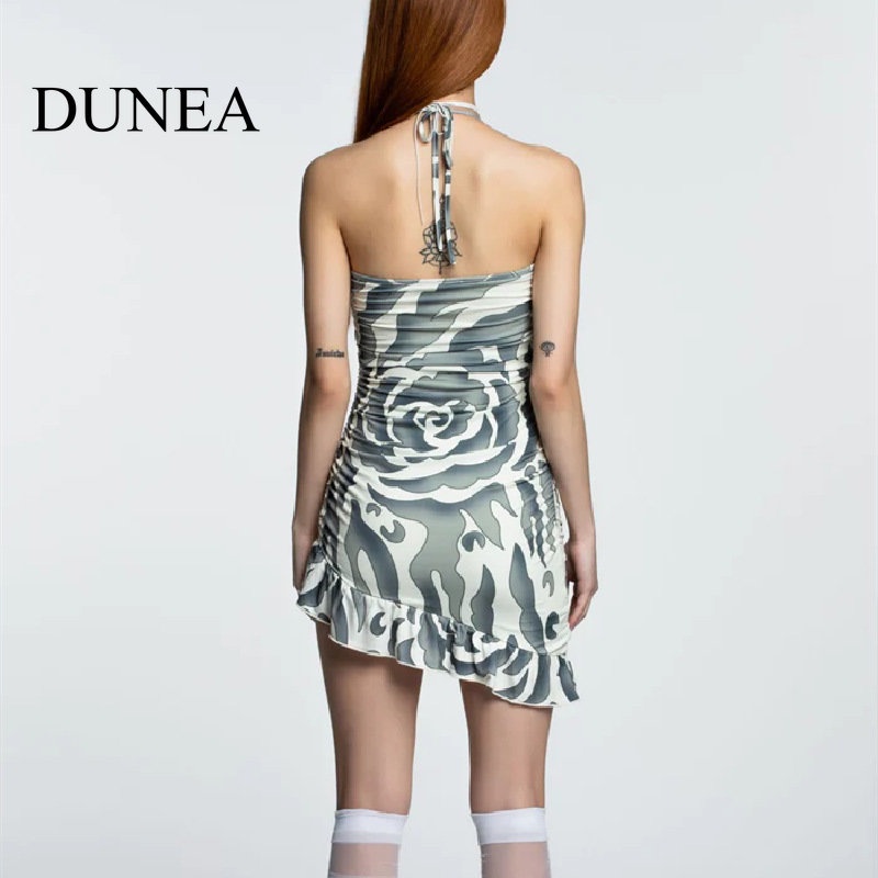 DUNEA Đầm Hở Lưng In Hoa Phong CáCh Châu Mỹ