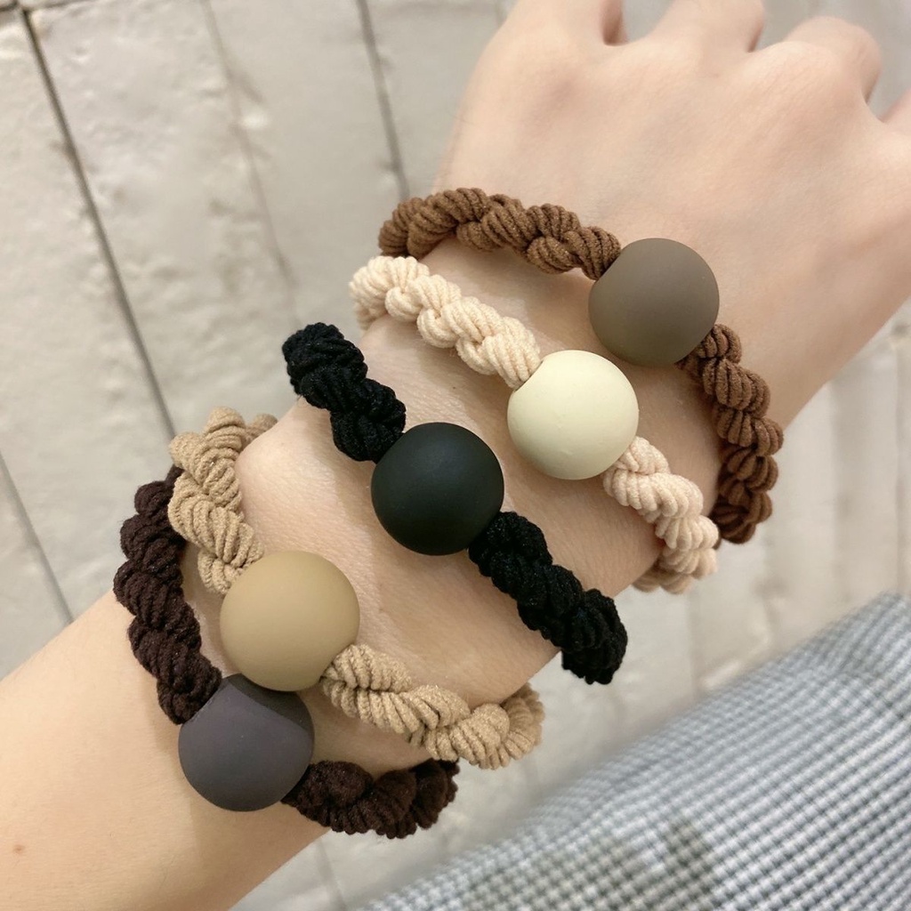 Dây Buộc Tóc Cao Su Co Giãn Màu Cà Phê Mờ Thời Trang Mùa Hè Mới Cho Nữ