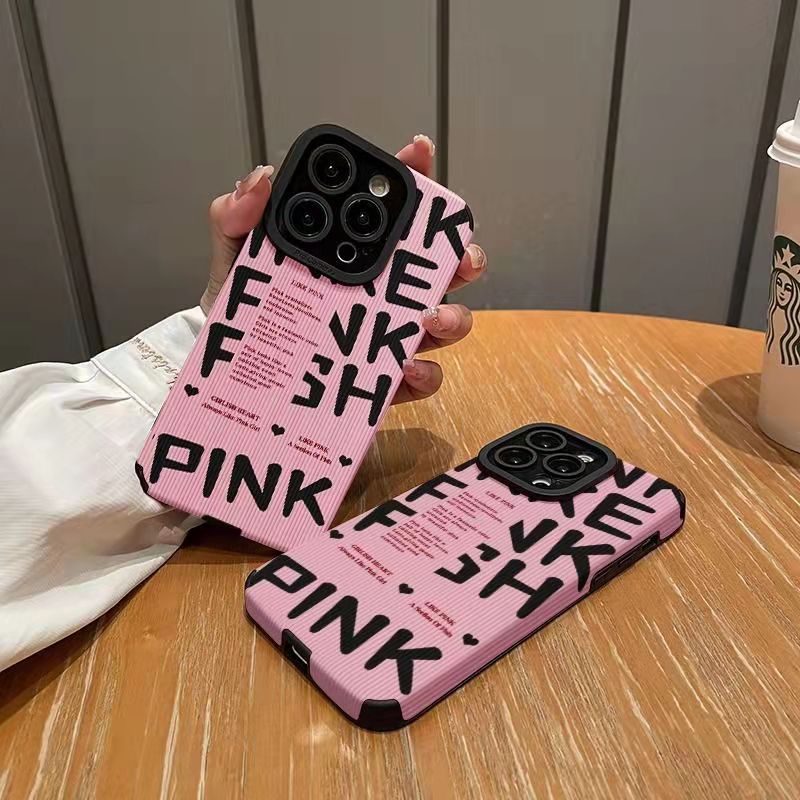 Bao Da Điện Thoại Màu Hồng Phong Cách Âu Mỹ Cho Iphone 14 Promax / 13 / 12 / 11 / XR / XS / X / XSMAX / 7 / 8PLUS-HM