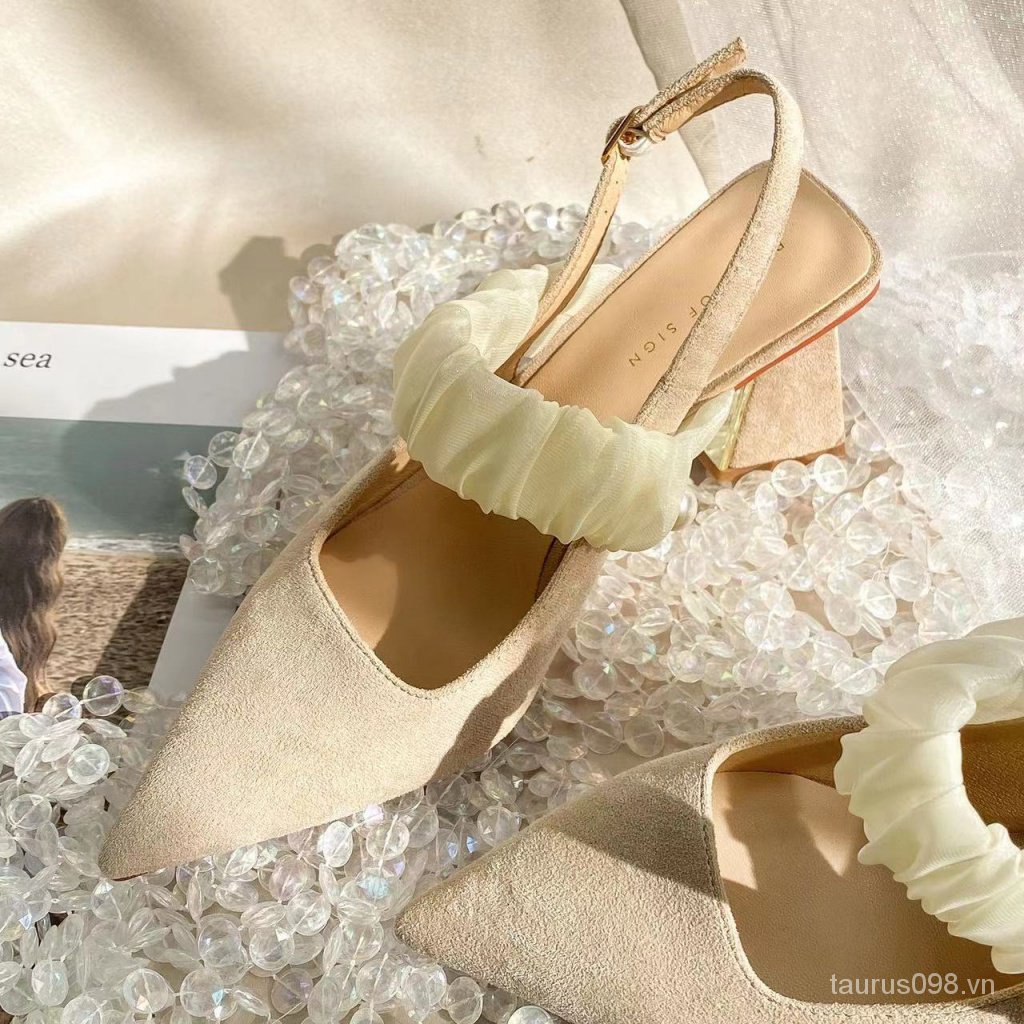 Giày Cao Gót Cài Khóa Siêu Mềm Thoải Mái Thời Trang Mùa Hè 2023 Phong Cách Pháp Cho Nữ