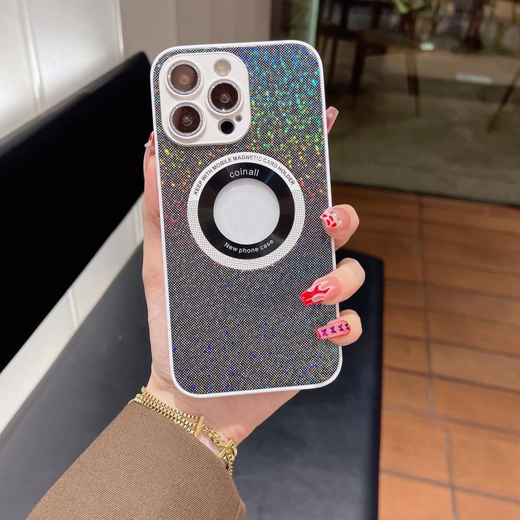 Ốp Điện Thoại PC Cứng Trong Suốt Đính Kim Cương Nhiều Màu Chống Rơi Cho iPhone 12 13 14 Pro Max