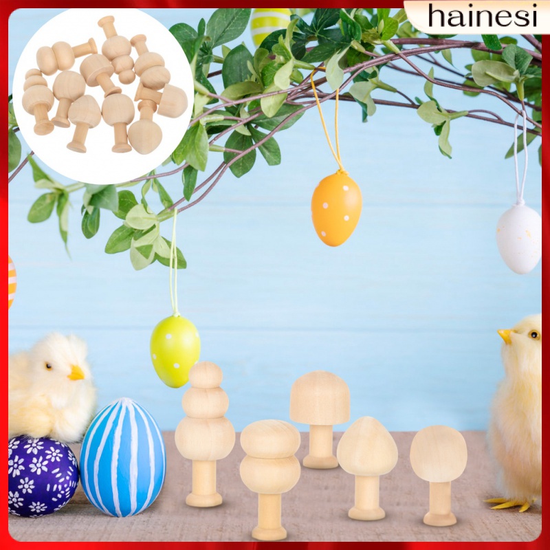 Set 10 Mô Hình Nấm Gỗ Không Sơn Độc Đáo Cho Bé