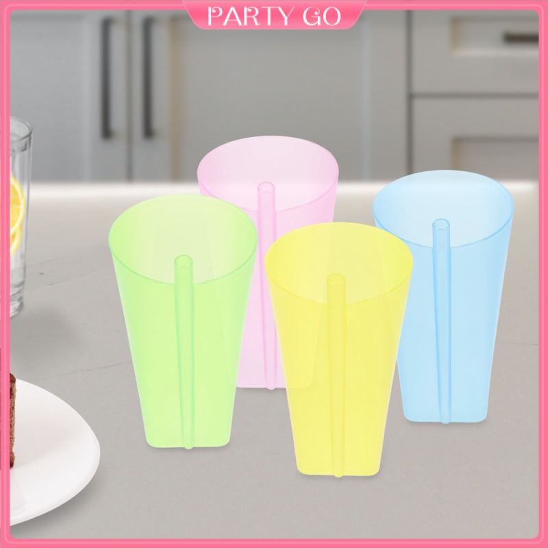 Set 4 Cốc Uống Nước 500ml Có Ống Hút Tiện Dụng