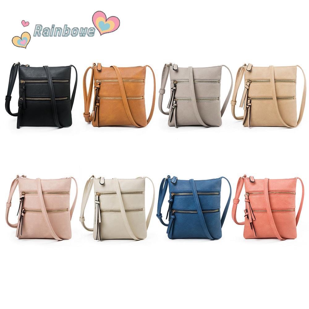 Túi Đeo Chéo Màu Cầu Vồng Mềm Mại Đa Năng Có Dây Đeo Tùy Chỉnh Kích Thước