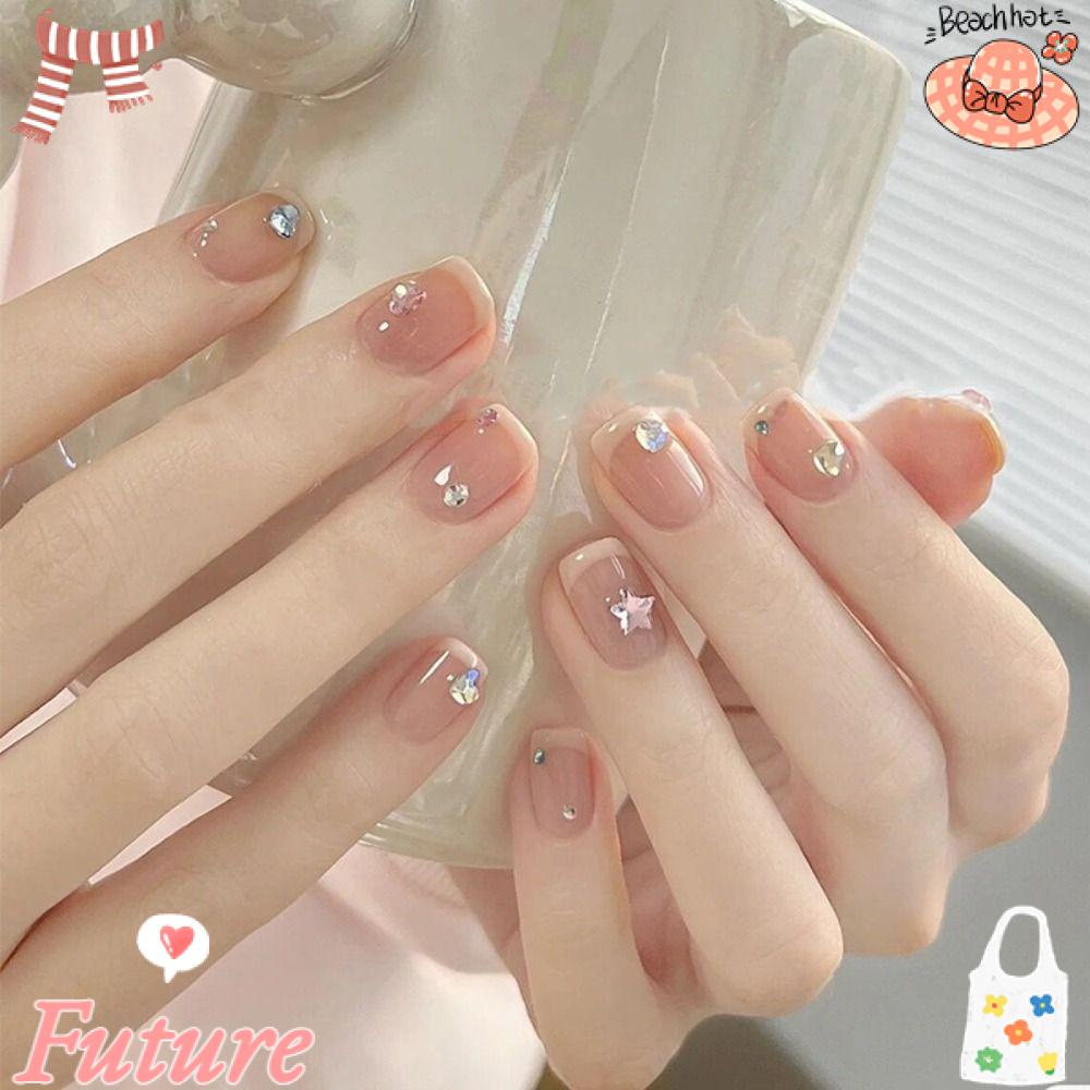 Set 24 Móng Tay Giả Dạng Nhấn Phong Cách Pháp