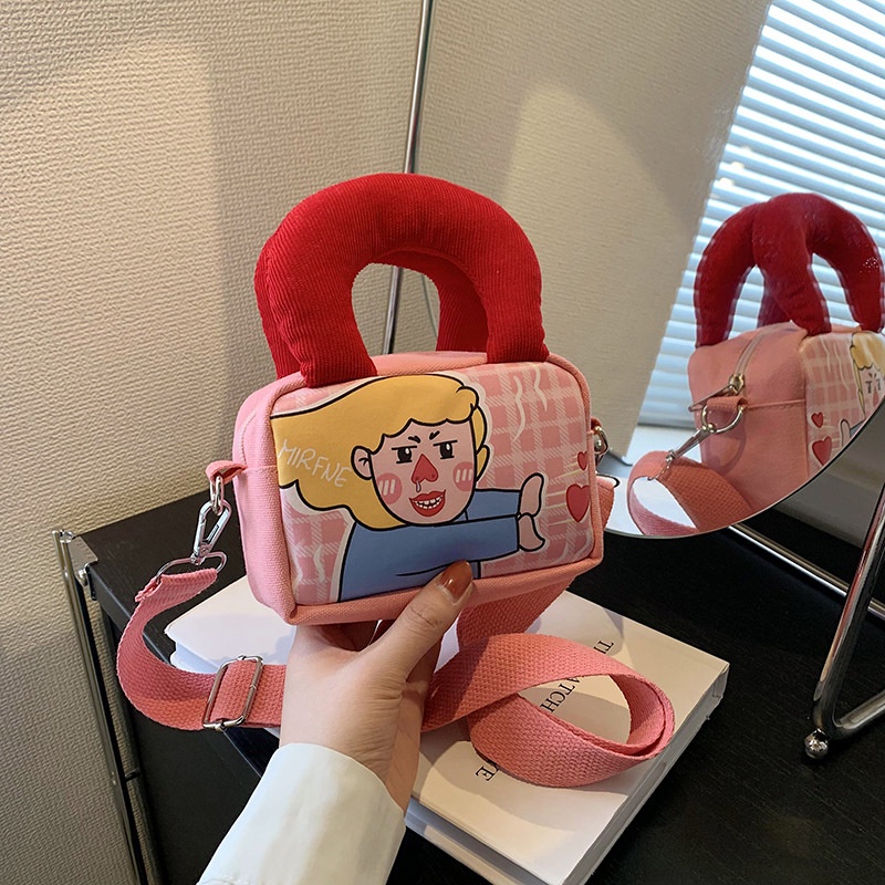 Túi Đựng Điện Thoại Đeo Vai Hình Vuông Nhỏ Thiết Kế Hoạt Hình Vui Nhộn Cho Nữ