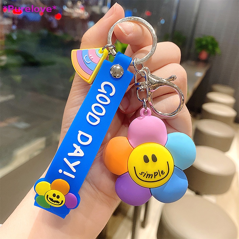 Móc Khóa Silicon PVC Hình Hoa Mặt Cười Nhiều Màu Sắc Sáng Tạo Mới