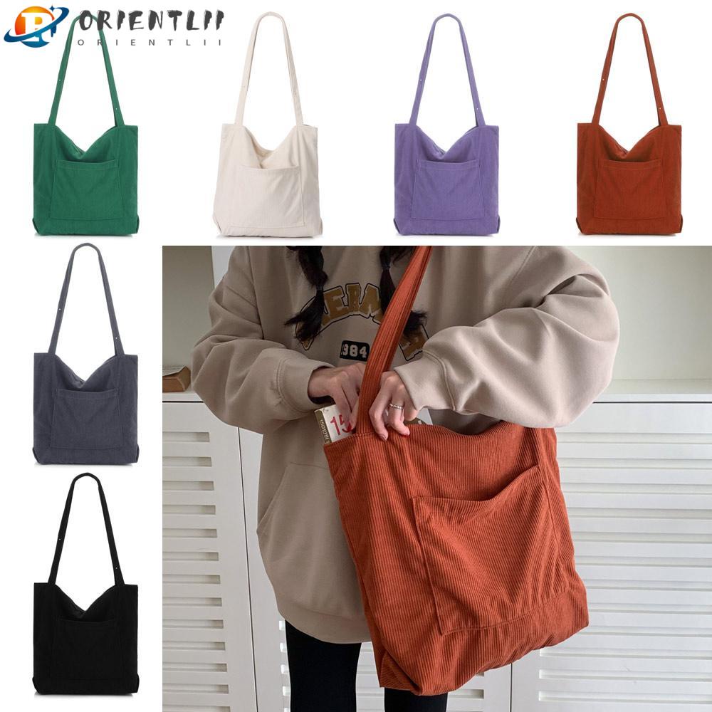 Túi Tote Vải Nhung Kẻ Sức Chứa Lớn Thời Trang Dành Cho Nữ