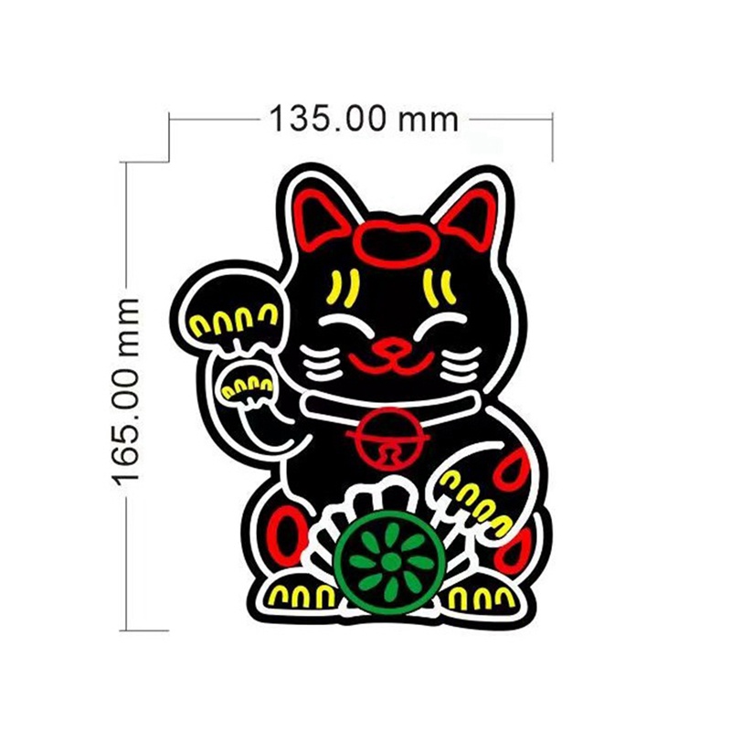 Miếng Dán Trang Trí Kính Chắn Gió Xe Hơi Hình Mèo May Mắn Có Đèn LED Phát Sáng Độc Đáo
