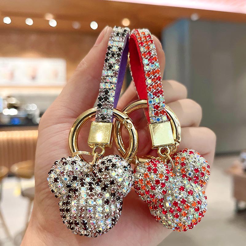 [Hàng Mới] Móc Khóa Xe Hơi Hình Chuột Mickey Đính Kim Cương Giả