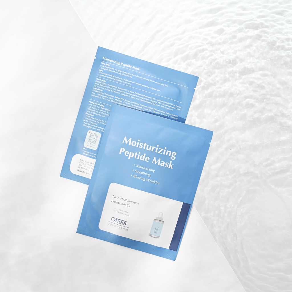 Mặt nạ tinh chất Hyaluronic Acid + B5 Ohesi Moisturizing Peptide Mask Màu xanh miếng 25ml