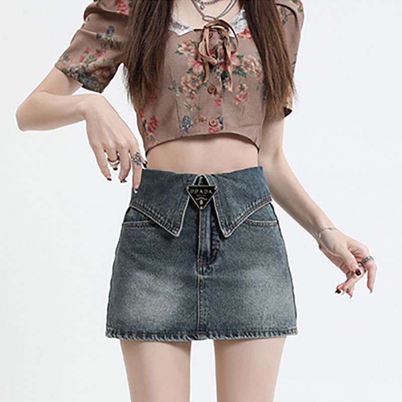 Chân Váy Denim Chữ a Lưng Cao Phong Cách Mỹ Thời Trang Mùa Hè Mới Cho Nữ