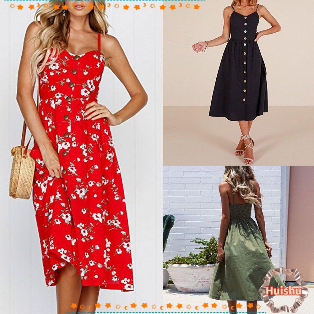 Đầm Xòe Hai Dây Hở Lưng Quyến Rũ Dành Cho Nữ