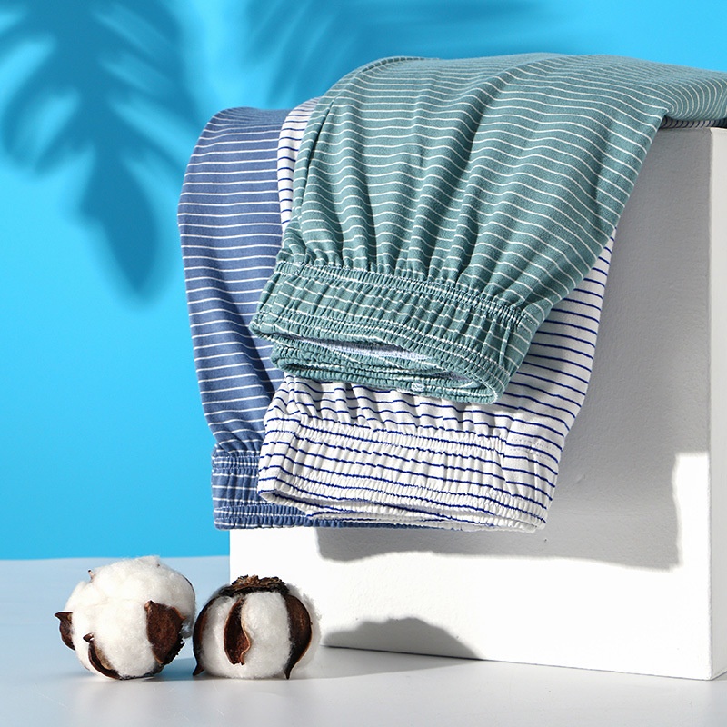 Quần Cotton Nguyên Chất Dáng Rộng Thoáng Khí Họa Tiết Kẻ Sọc Thời Trang Cho Nam 3062-JJK