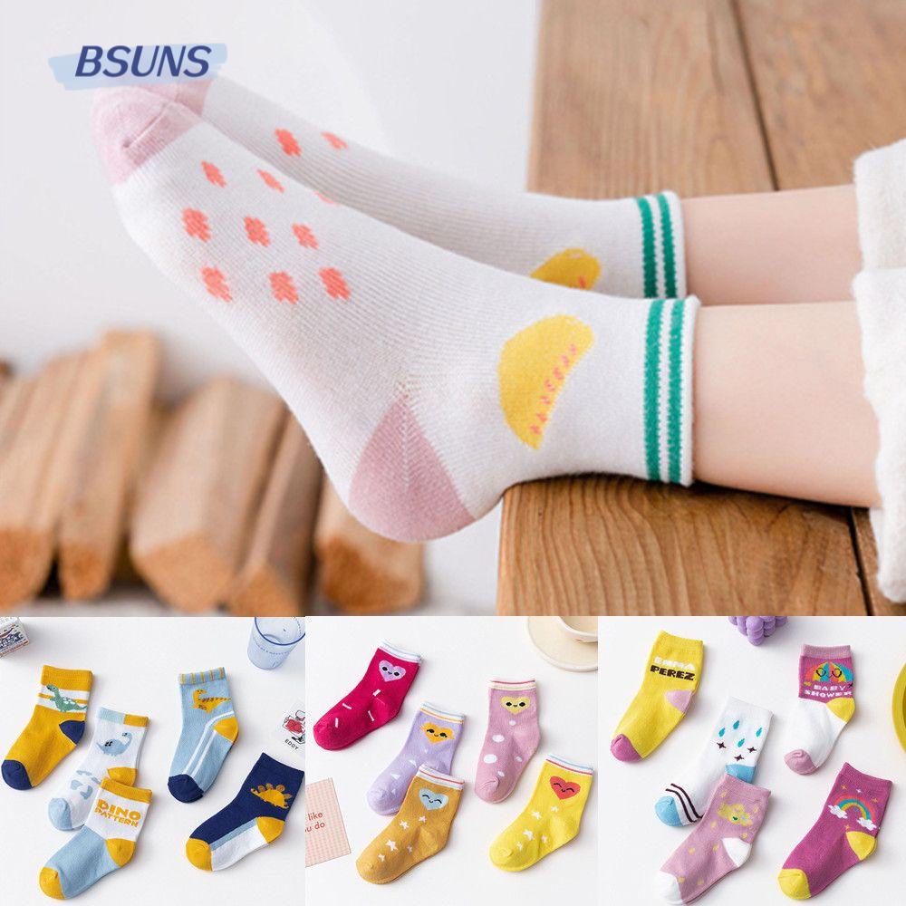 Set 5 Đôi Vớ Cotton Mềm Mại In Họa Tiết Hoạt Hình Thời Trang Xuân Thu Cho Bé