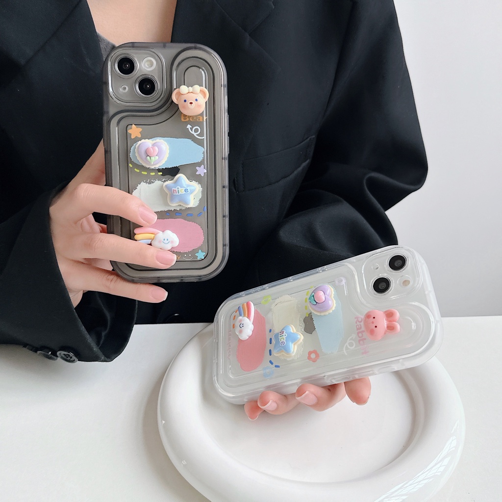 Ốp Điện Thoại PC Tpu Mềm Trong Suốt Họa Tiết Hoạt Hình Dễ Thương Cho iPhone 13 12 11 Pro Max 14 Plus