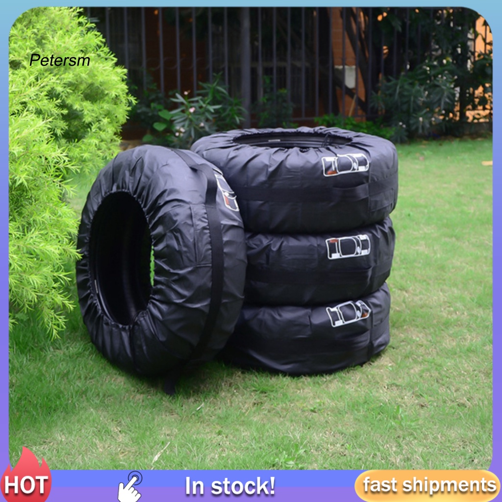 Set 4 Vỏ Bọc Bảo Vệ Lốp Xe Chống Nắng / Tia UV Bằng Vải Oxford Chống Mài Mòn Có Thể Gập Gọn