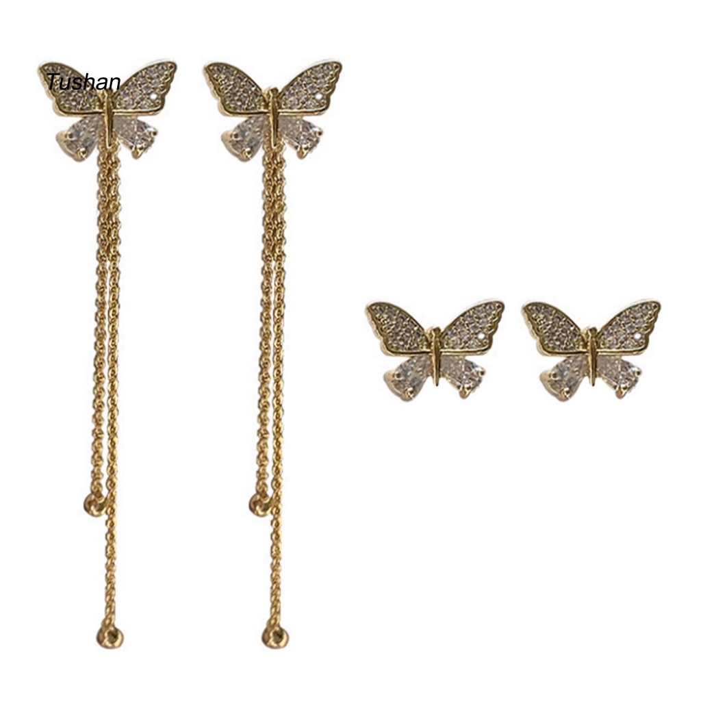 1 Đôi Bông Tai Hình Bướm Đính Đá Lấp Lánh Dành Cho Nữ