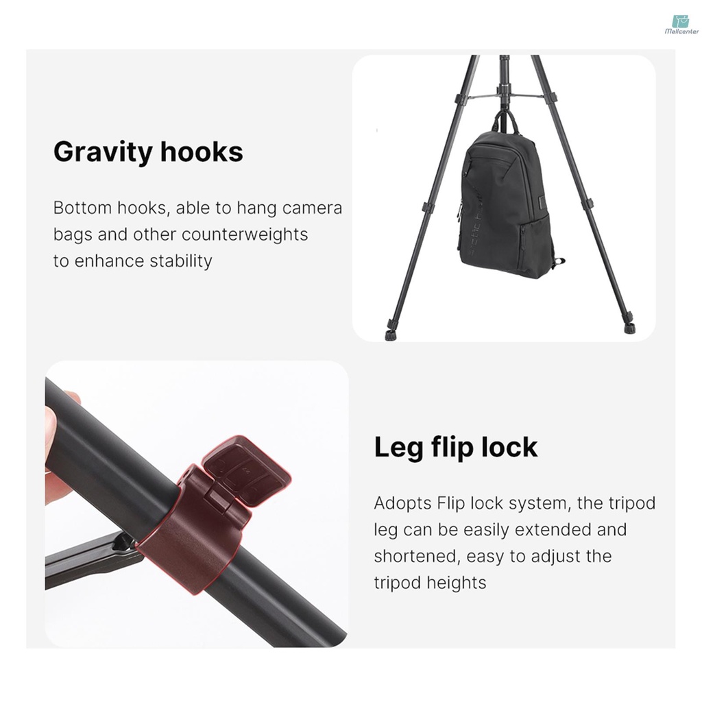 U-Select VT-01 Portable Camera Tripod Monopod Horizontal Tripod Stand Aluminum Alloy 3kg Load Capacity 180cm/ 70.87Inch Max. Height with Carrying Bag for DSLR Mirroless Camera Camcorder Smartphone Pho