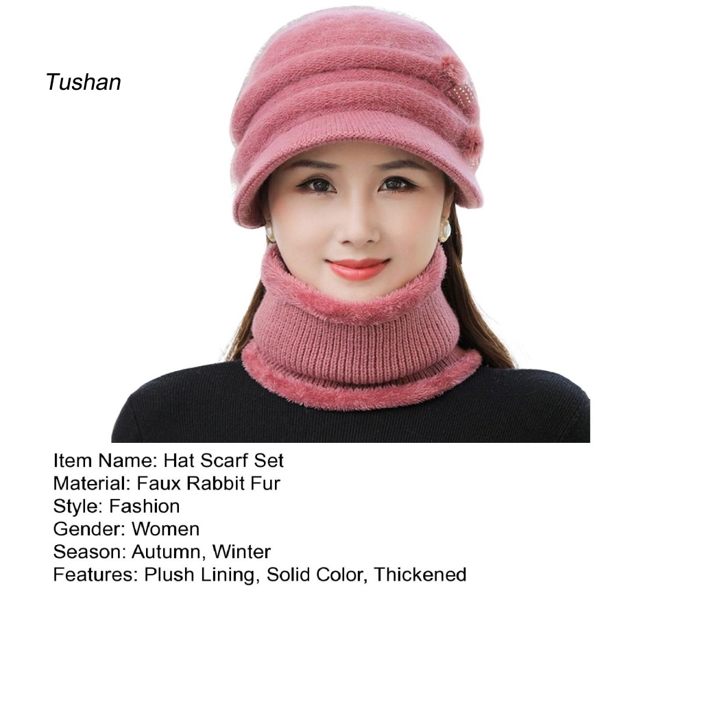 Set 2 Mũ Len + Khăn Choàng Cổ Màu Sắc Thời Trang Cho Nữ