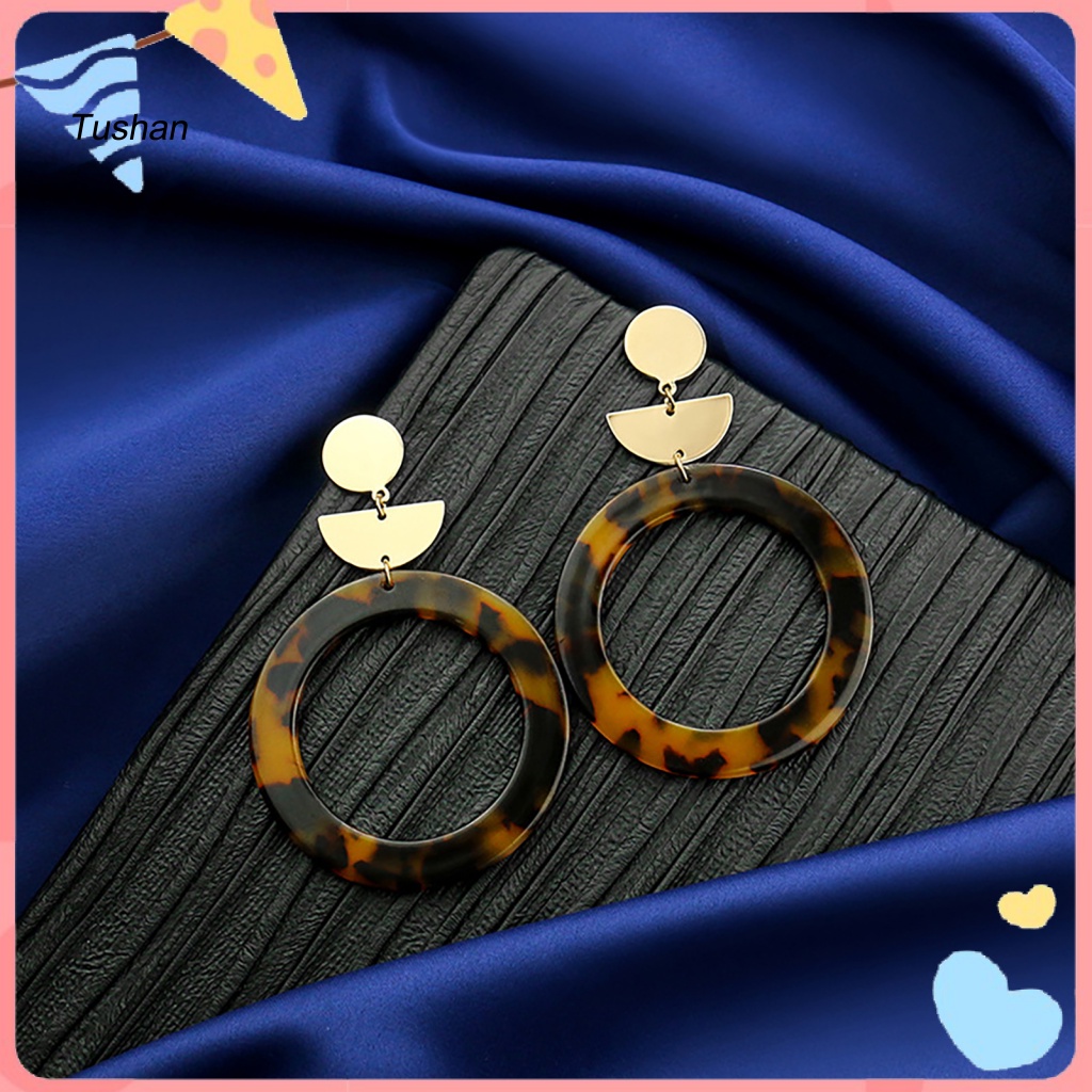 1 Đôi Bông Tai Họa Tiết Da Báo Bằng Acrylic Thanh Lịch Dành Cho Nữ