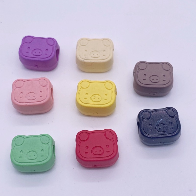 Hạt Cườm Hình Đầu Heo Nhỏ Dễ Thương Dùng Làm Vòng Tay / Vòng cổ DIY